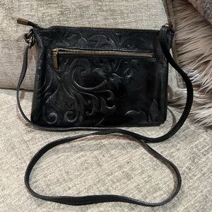 Carla Ferreri Made in Italy Black Leather Crossbody Purse-Sold on Ebay